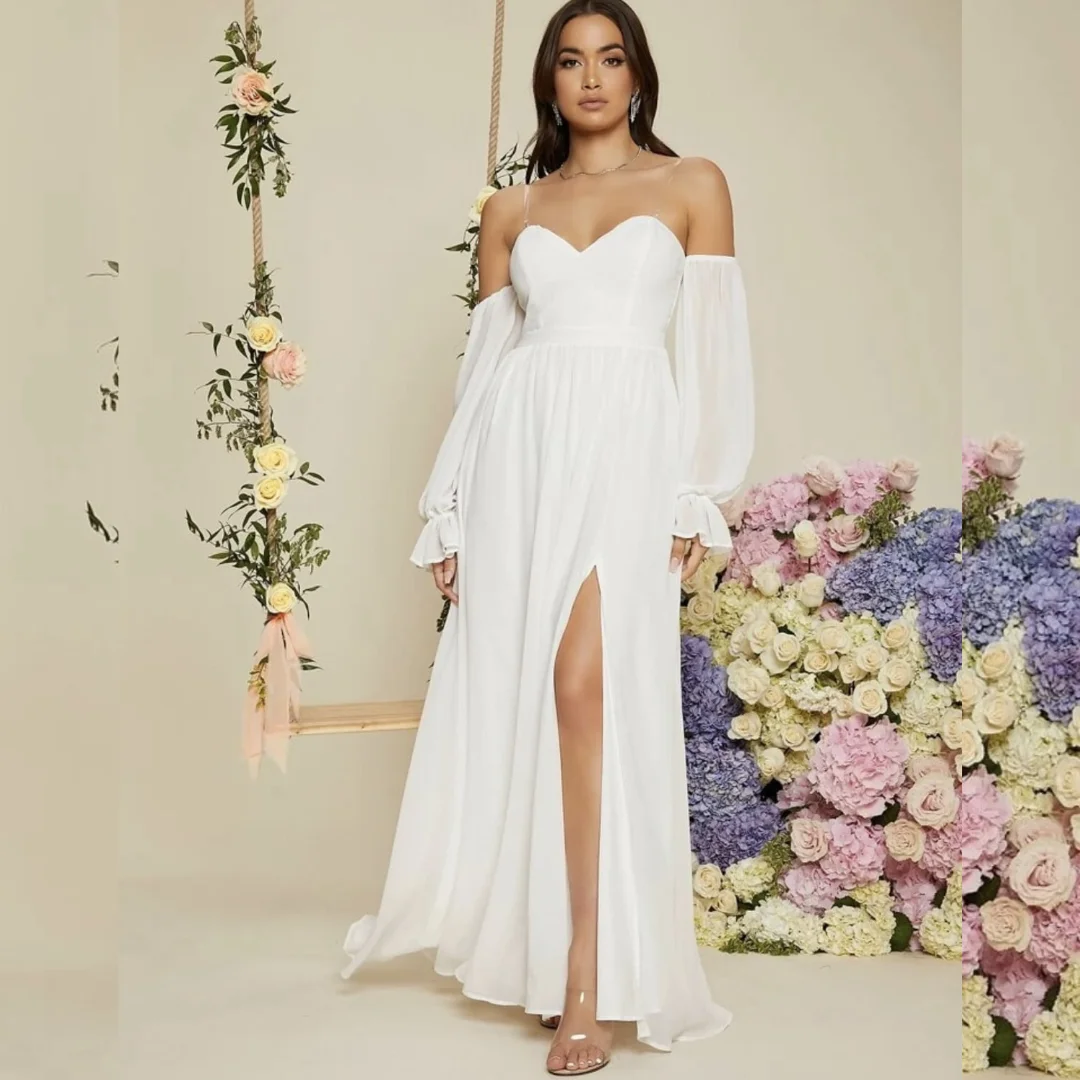 Vestido blanco largo elegante marca SHEIN talla L/XL - Soy Lugoo